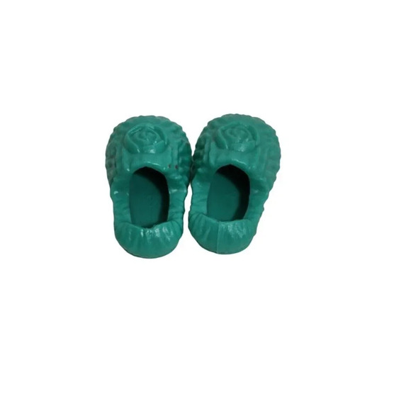Fashion Doll Shoes Slippers Green Unbranded Slip On Textured 1" Length - Picture 4 of 4